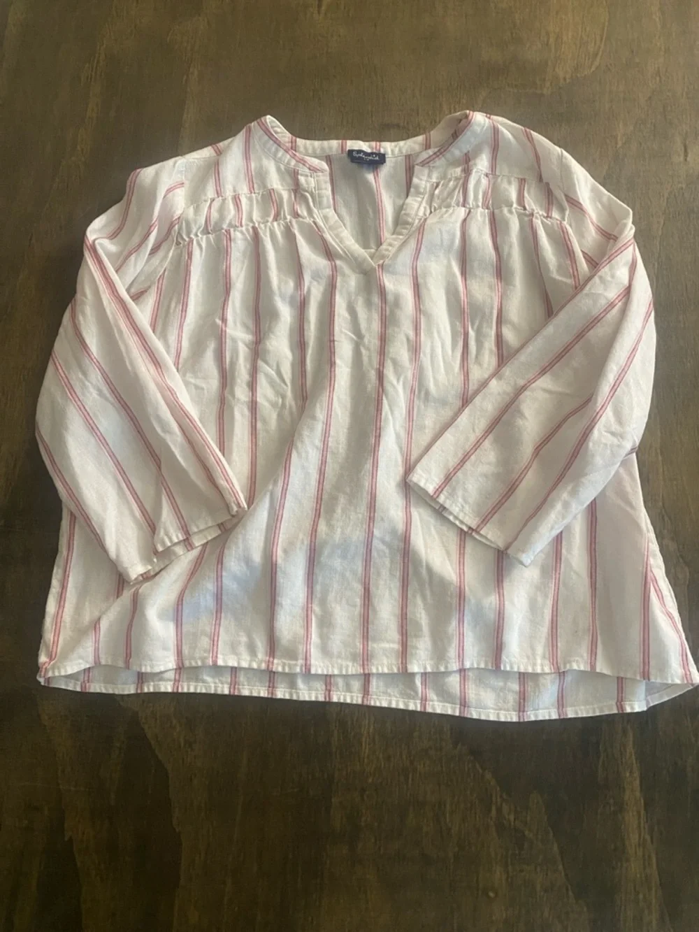 Splendid Lightweight White Blouse with Pink Stripe Top - Picture 3 of 6